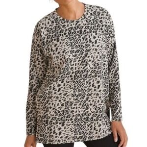 Chico's Animal Print Tunic Women's‎ Sweater Beige & Black Size 2 (L)